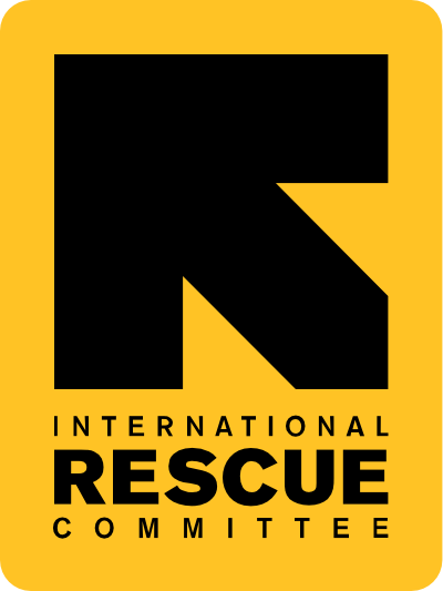 International Rescue Committee logo with a yellow background
