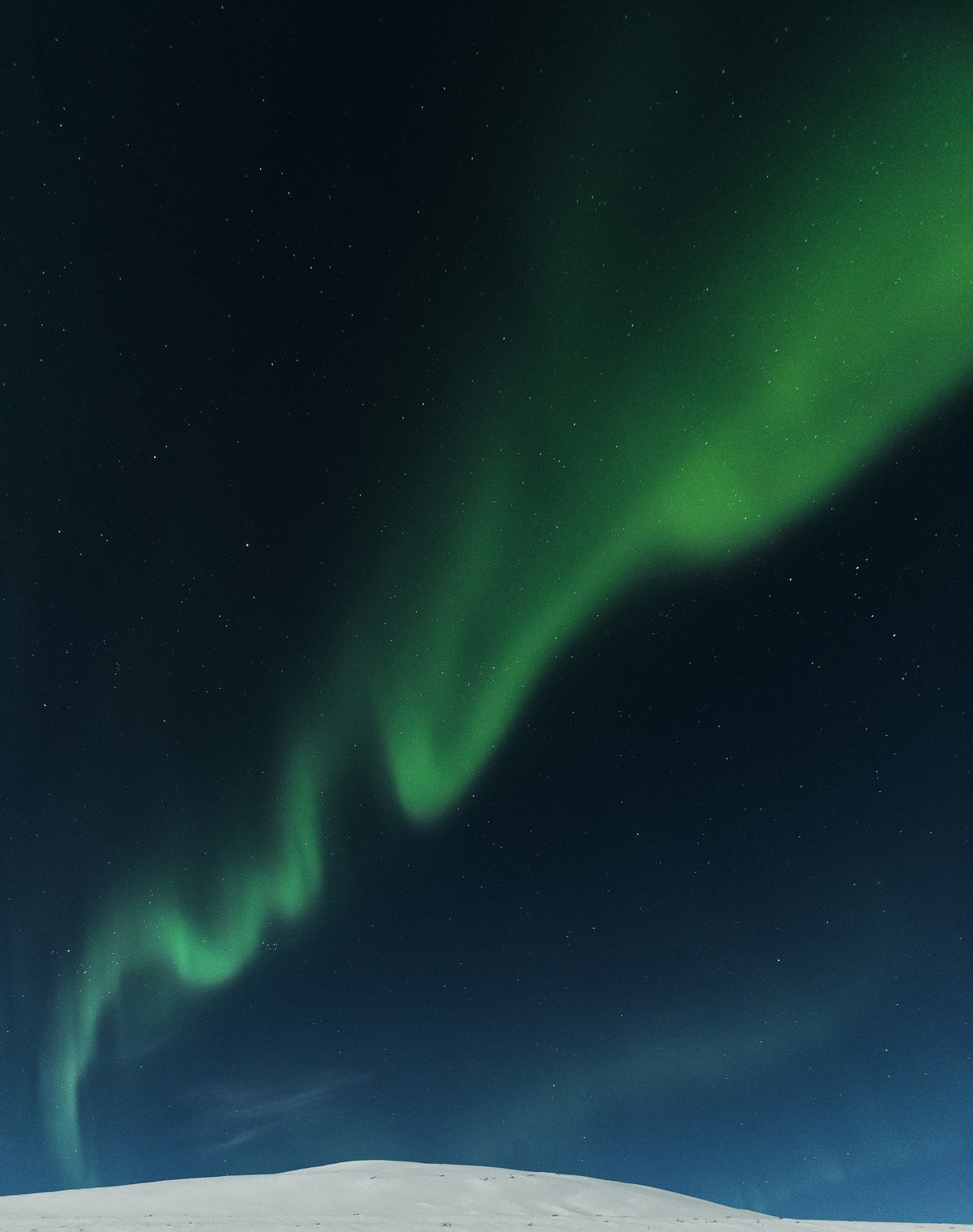 Aurora borealis over a snowy landscape