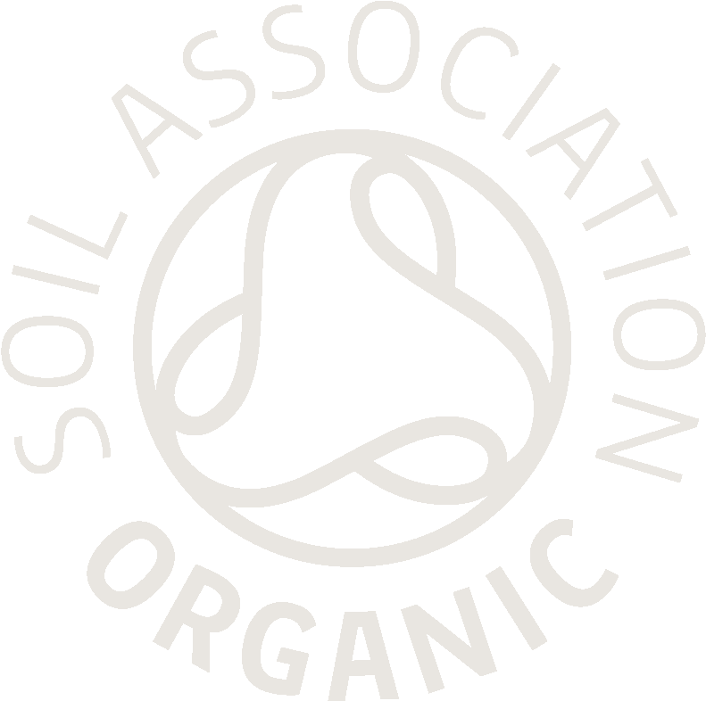 White logo of Soil Association Organic on a white background